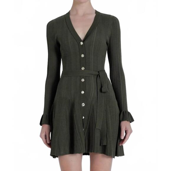 karina grimaldi green dress Karina Grimaldi Alexandria Midi Dress
